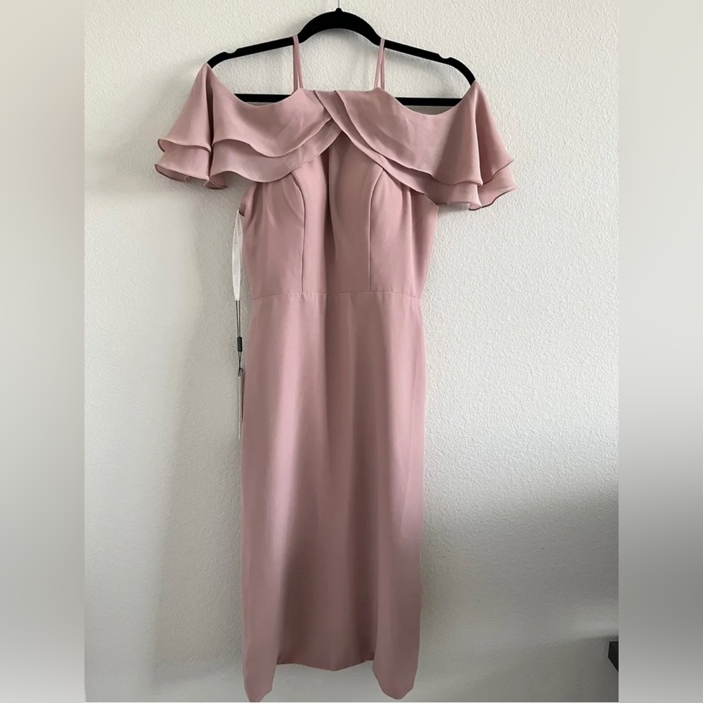 JJ's House Dusty Pink Dress Off-Shoulder Knee- Length - Size 2